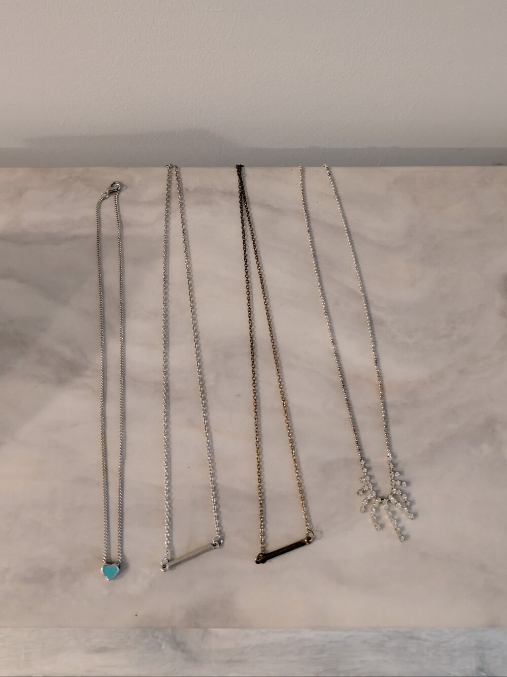 Mixed Silver & Gold Necklace Set - Sparkling Pendant